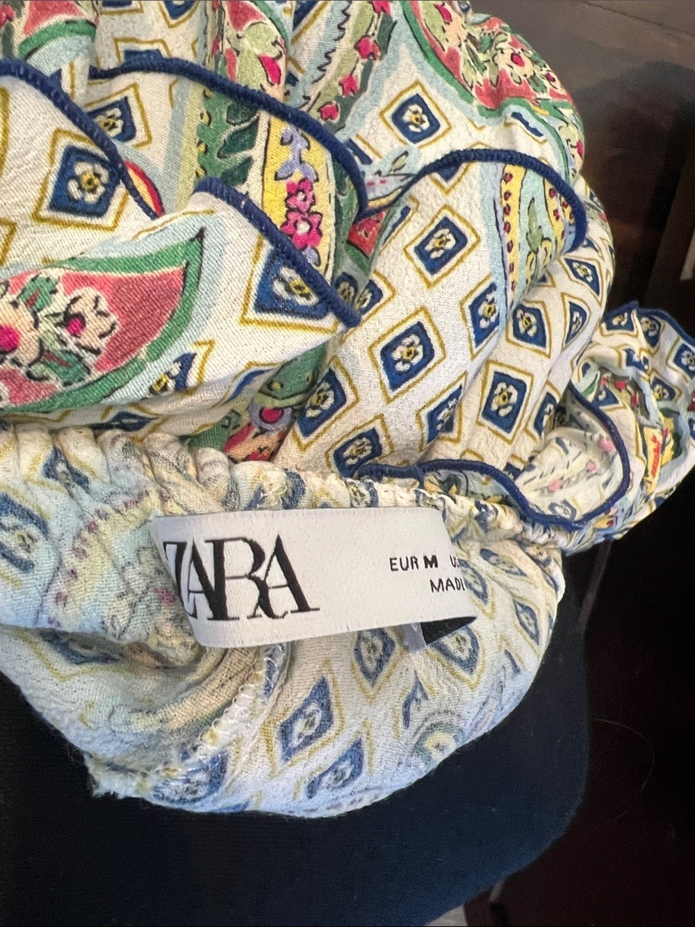 Zara Floral Paisley Ruffle Off-The-Shoulder Boho Blouse - Size Medium - Picture 2 of 8